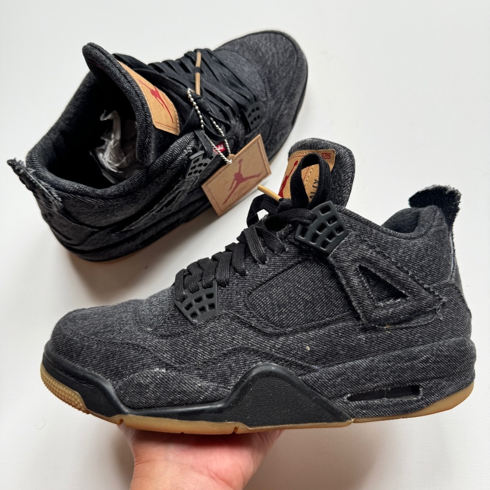 Levi's x Air Jordan 4 Retro 'Black Denim' Sneakers Nike Shoes Men's Size 7